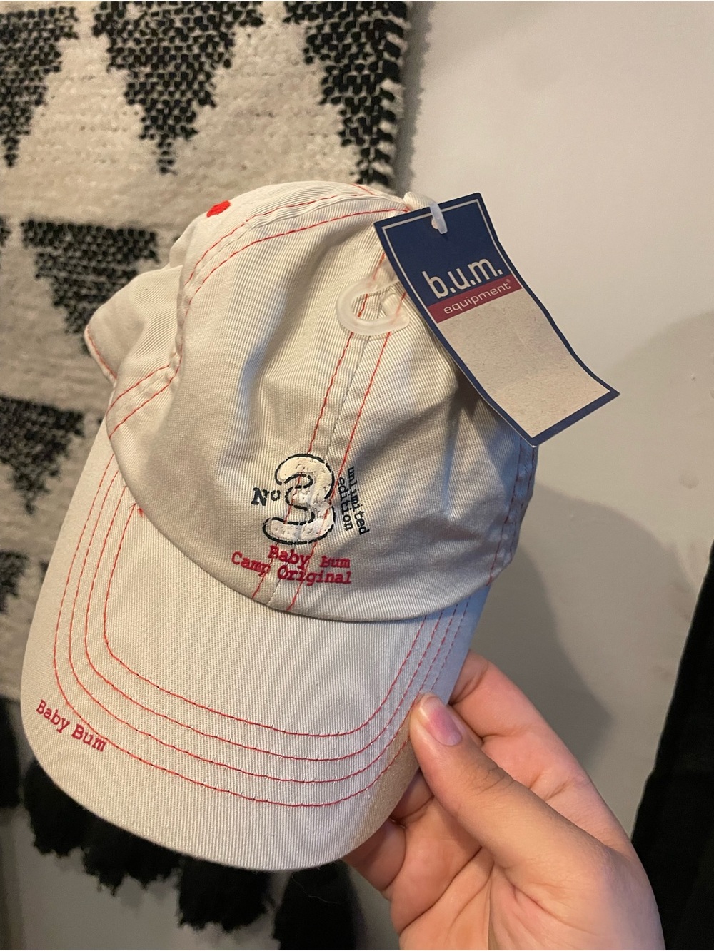 b.u.m. Equipment Beige Cap with Red Stitching